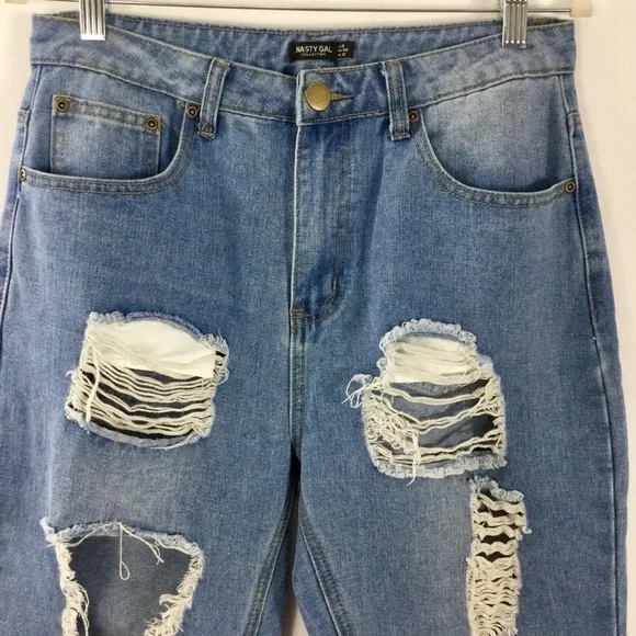 nasty Gal Distressed Mom Jeans Size 8 - Picture 4 of 8